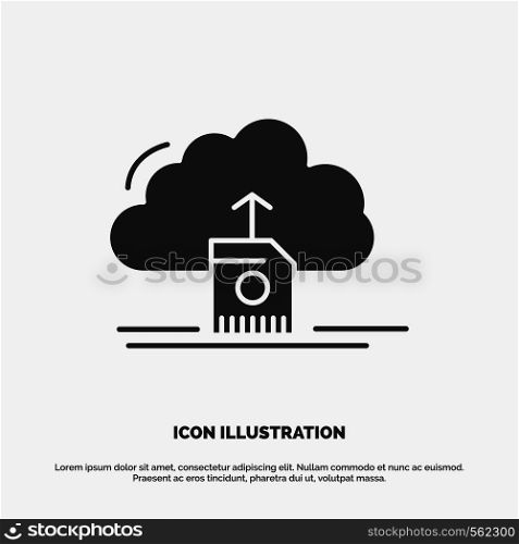 cloud, upload, save, data, computing Icon. glyph vector gray symbol for UI and UX, website or mobile application. Vector EPS10 Abstract Template background