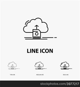 cloud, upload, save, data, computing Icon in Thin, Regular and Bold Line Style. Vector illustration