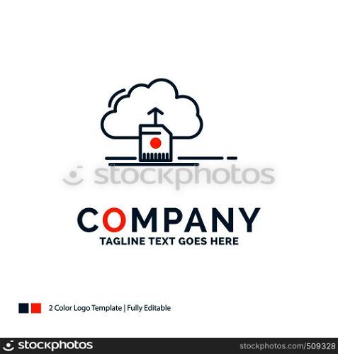 cloud, upload, save, data, computing Logo Design. Blue and Orange Brand Name Design. Place for Tagline. Business Logo template.
