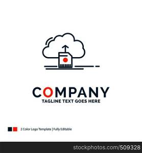 cloud, upload, save, data, computing Logo Design. Blue and Orange Brand Name Design. Place for Tagline. Business Logo template.