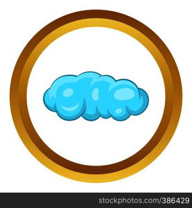 Cloud vector icon in golden circle, cartoon style isolated on white background. Cloud vector icon