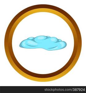 Cloud vector icon in golden circle, cartoon style isolated on white background. Cloud vector icon