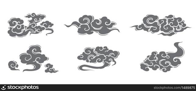 Cloud vector set. Thai, Japanese styles. Use for Chinese New Year, Mid autumn Festival and conceptual design.