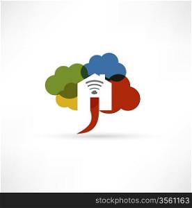 Cloud wi-fi home icon