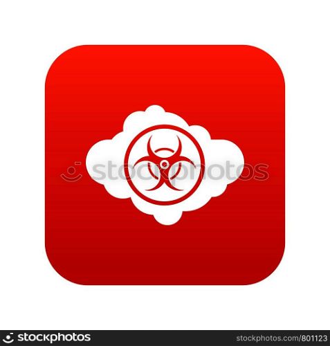 Cloud with biohazard symbol icon digital red for any design isolated on white vector illustration. Cloud with biohazard symbol icon digital red