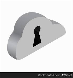 Cloud with keyhole isometric 3d icon on a white background. Cloud with keyhole isometric 3d icon
