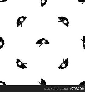 Cloud with magnifying glass pattern repeat seamless in black color for any design. Vector geometric illustration. Cloud with magnifying glass pattern seamless black