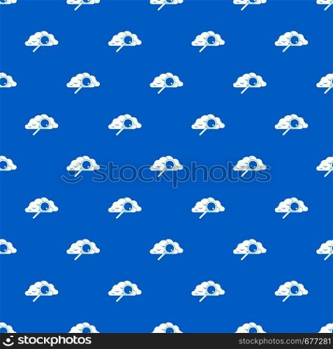 Cloud with magnifying glass pattern repeat seamless in blue color for any design. Vector geometric illustration. Cloud with magnifying glass pattern seamless blue