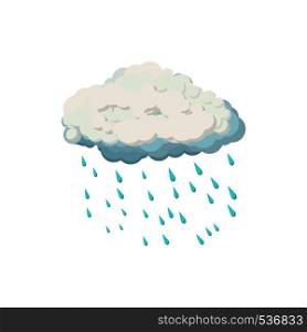 Cloud with rain drops icon in cartoon style on a white background. Cloud with rain drops icon, cartoon style