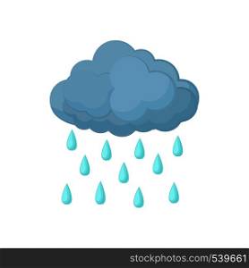 Cloud with rain drops icon in cartoon style on a white background. Cloud with rain drops icon, cartoon style