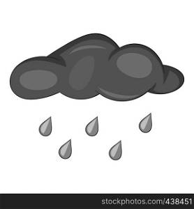 Cloud with rain drops icon in monochrome style isolated on white background vector illustration. Cloud with rain drops icon monochrome