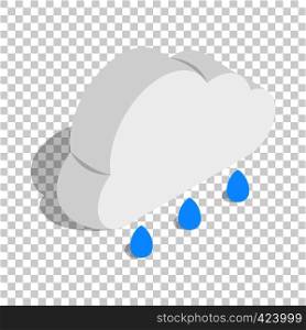 Cloud with rain drops isometric icon 3d on a transparent background vector illustration. Cloud with rain drops isometric icon