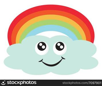 Cloud with rainbow, illustration, vector on white background.