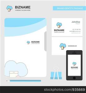 Cloud with smart phone Business Logo, File Cover Visiting Card and Mobile App Design. Vector Illustration