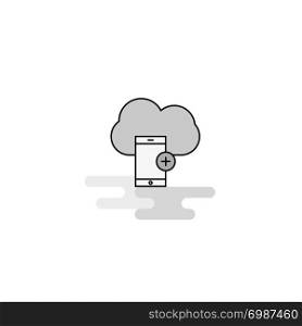 Cloud with smart phone Web Icon. Flat Line Filled Gray Icon Vector