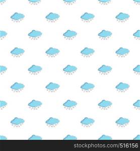 Cloud with snowflakes pattern seamless repeat in cartoon style vector illustration. Cloud with snowflakes pattern