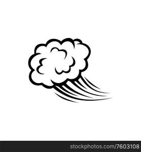 Cloud with thunder isolated comic burst sign. Vector boom or puff symbol, lightnings. Lightning in cloud, thunders in bursting sky