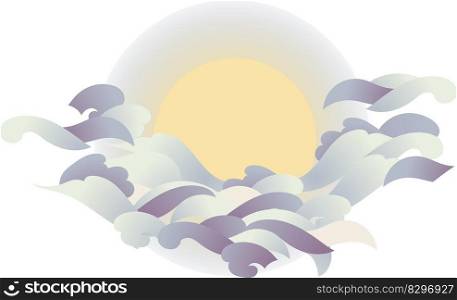 Clouds and full moon in asian style design background illustration. Clouds and full moon in asian style design background