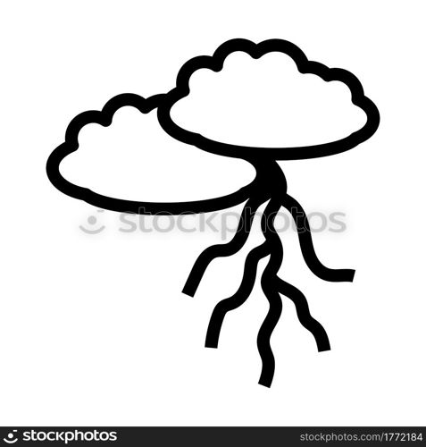 Clouds And Lightning Icon. Bold outline design with editable stroke width. Vector Illustration.