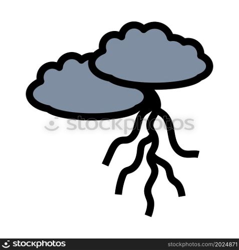 Clouds And Lightning Icon. Editable Bold Outline With Color Fill Design. Vector Illustration.