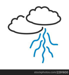 Clouds And Lightning Icon. Editable Bold Outline With Color Fill Design. Vector Illustration.