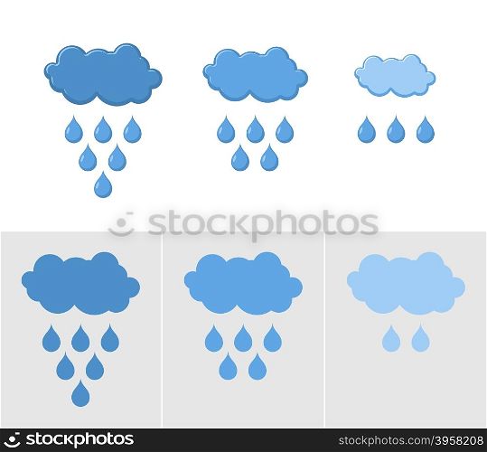 Clouds and rain. Set of icons for rain. Vector illustration for weather&#xA;