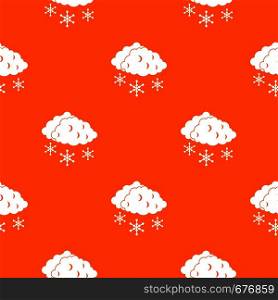 Clouds and snow pattern repeat seamless in orange color for any design. Vector geometric illustration. Clouds and snow pattern seamless