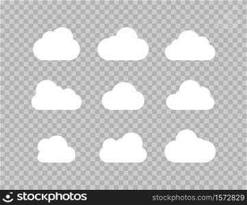 Clouds. Clouds collection. Cloud vector icons, isolated. Cloud weather signs. Vector illustration