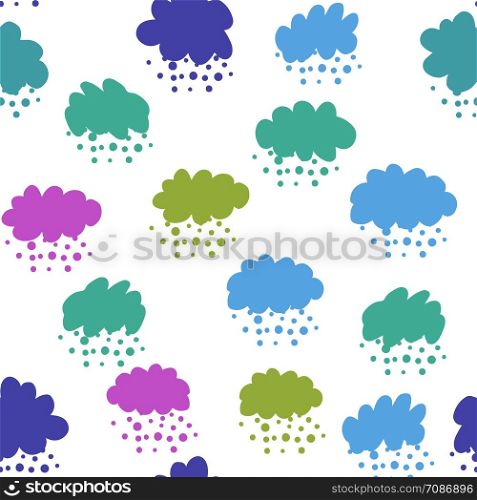 Clouds colorful seamless pattern. Rain backdrop. Weather background. Texture for wallpaper, background, scrapbook. Vector illustration. Clouds colorful seamless pattern. Rain backdrop. Weather background.