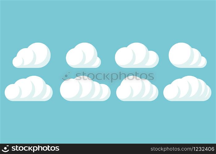 clouds creative set blue background isolated vector illustration
