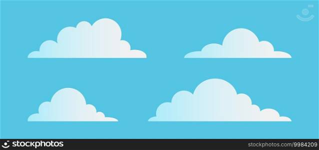 Clouds flat collection. Vector illustration. Cartoon cloud or sky set. 