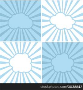 Clouds flat icons on striped background. Clouds flat icons on striped background. Isolated white cloud. Vector illustration