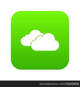 Clouds icon digital green for any design isolated on white vector illustration. Clouds icon digital green