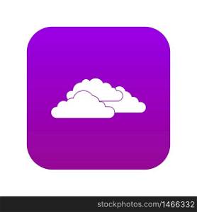 Clouds icon digital purple for any design isolated on white vector illustration. Clouds icon digital purple