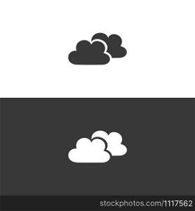 Clouds. Icon on black and white background. Weather flat vector illustration