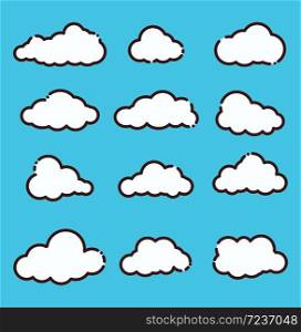 clouds icon set, drawing style , vector illustration