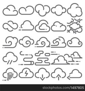 Clouds icon vector set. Linear art with editable stroke.