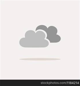 Clouds. Icon with shadow on a beige background. Weather flat vector illustration