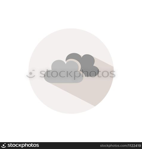 Clouds. Icon with shadow on a beige circle. Fall flat vector illustration