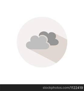 Clouds. Icon with shadow on a beige circle. Fall flat vector illustration