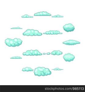 Clouds icons set. Cartoon illustration of 16 clouds vector icons for web. Clouds icons set, cartoon style