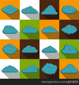 Clouds icons set. Flat illustration of 16 clouds vector icons for web. Clouds icons set, flat style