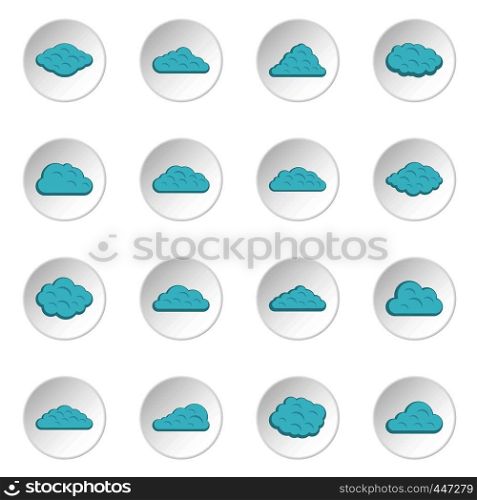 Clouds icons set in flat style isolated vector icons set illustration. Clouds icons set in flat style