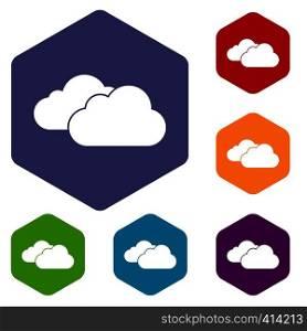 Clouds icons set rhombus in different colors isolated on white background. Clouds icons set