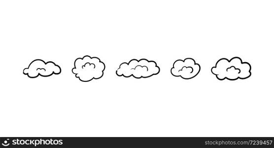 Clouds in draw linear style on a white background Vector illustration EPS 10. Clouds in draw linear style on a white background. Vector illustration EPS 10