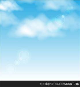 Clouds in the blue sky background. Vector illustration.