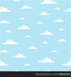 Clouds in the blue sky seamless patten. Vector illustration.