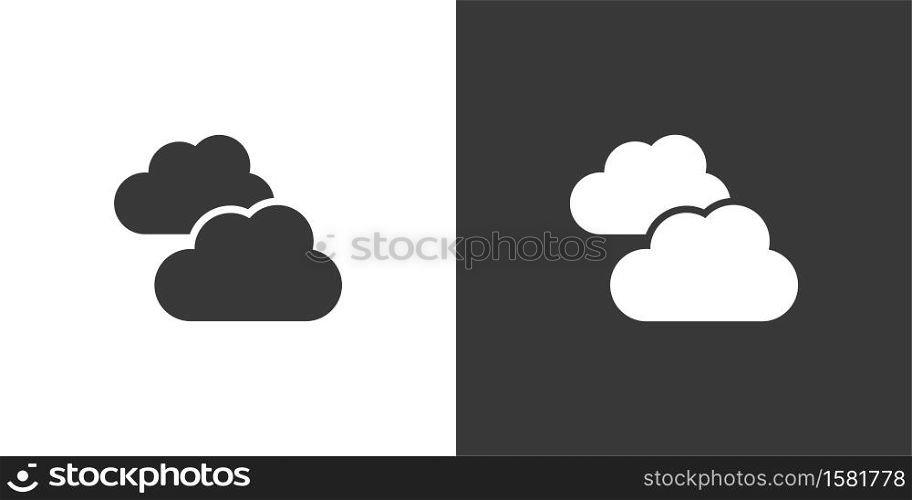 Clouds. Isolated icon on black and white background. Weather glyph vector illustration