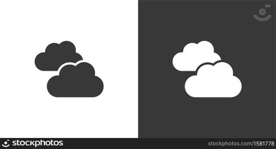 Clouds. Isolated icon on black and white background. Weather glyph vector illustration