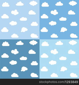 Clouds kids seamless pattern set.